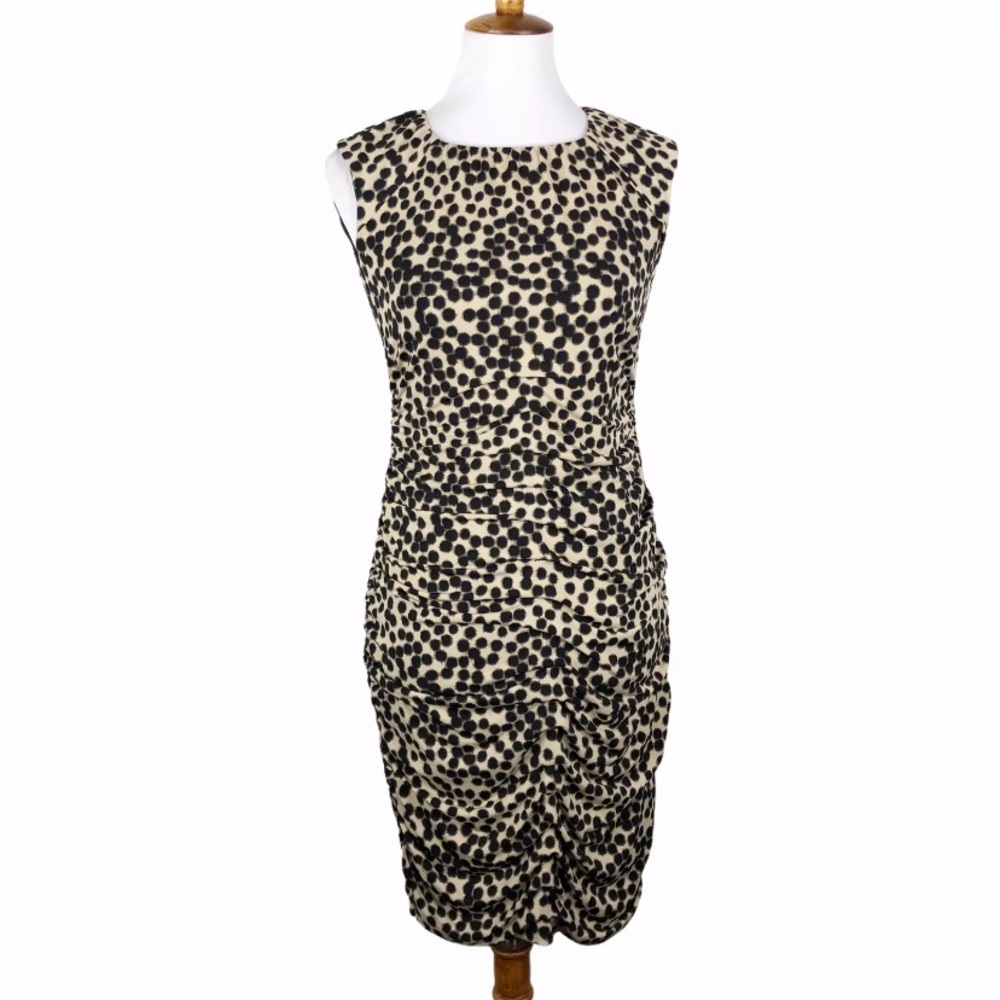 Just Taylor Animal Print Zip Back Ruched Dress Sz. 2